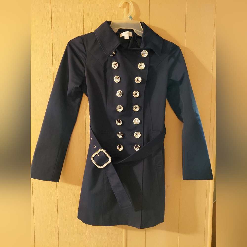 New York & Company Dark Blue Double Breated Coat Size XS